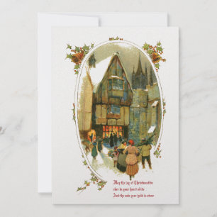 Weihnachtliches Vintage-Dorf Feiertagskarte