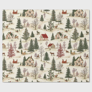 Weihnachtliches Vintage-Dorf  Geschenkpapier