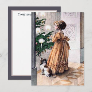 weihnachtliches vintage Mädchen mit Gefühl Mitteilungskarte
