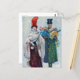 weihnachtliches vintage Weihnachts-Paar Feiertag Postkarte
