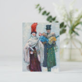weihnachtliches vintage Weihnachts-Paar Feiertag Postkarte (Stehend Vorderseite)