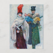 weihnachtliches vintage Weihnachts-Paar Feiertag Postkarte (Vorderseite)