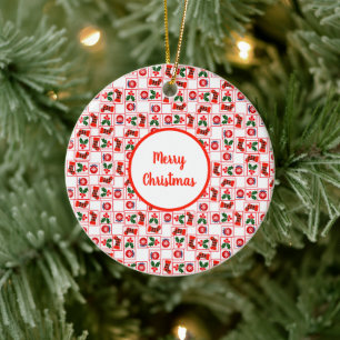 Weihnachtliches Weihnachtsmuster Keramik Ornament