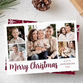 Weihnachtliches Wein-Script 5-Foto-Collage Feiertagskarte