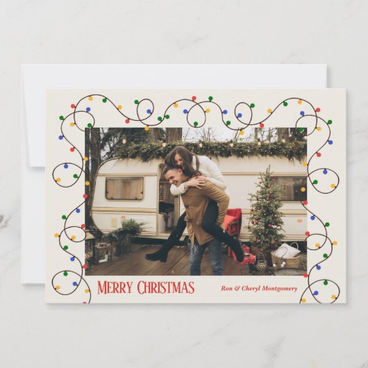 Weihnachtlicht-Strand-Foto Feiertagskarte (Vorderseite)