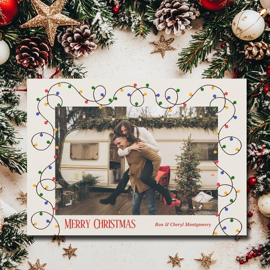 Weihnachtlicht-Strand-Foto Feiertagskarte