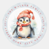 Weihnachtpenguin Round Stickers (Vorderseite)