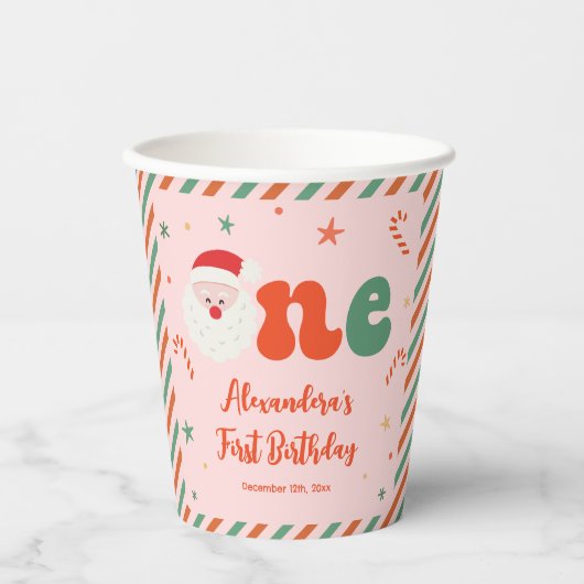 Weihnachts 1. Geburtstag Party Girl Pappbecher (Vorderseite)