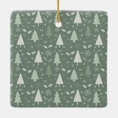 Weihnachts-3-Fotos Collage Sage Green Keramikornament (Rückseite)