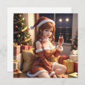 Weihnachts 3D-Animateurin Weihnachtskarte Feiertagskarte (Vorne/Hinten)