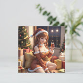 Weihnachts 3D-Animateurin Weihnachtskarte Feiertagskarte (Stehend Vorderseite)