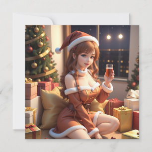 Weihnachts-3D-Anime-Mädchen Personalisierte Feiert Feiertagskarte