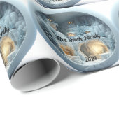 Weihnachts-3D-Eisschnee-Feuerplatz Geschenkpapier (Rolleneckpunkt)