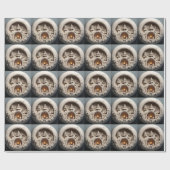 Weihnachts-3D-Fireplace Trees Geschenkpapier (Flach)