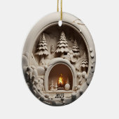 Weihnachts-3D-Fireplace Trees Keramik Ornament (Rechts)