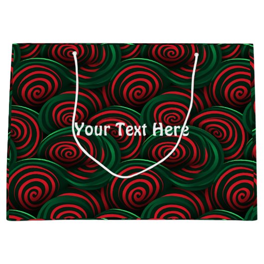 Weihnachts-3D-Rot- und Grüne-Wirbel Große Geschenktüte (Vorderseite)