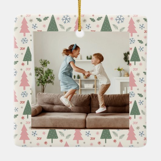 Weihnachts-4-Fotos Keramikornament (Rückseite)