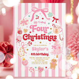 Weihnachts-4.-Geburtstagsfeier Coquette-Schleife G Einladung