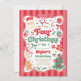 Weihnachts-4.-Geburtstagsfeier Coquette-Schleife G Einladung