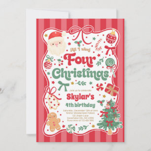 Weihnachts-4.-Geburtstagsfeier Coquette-Schleife G Einladung