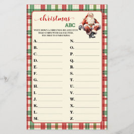 Weihnachts ABC Red Green Kariert Game Card Flyer