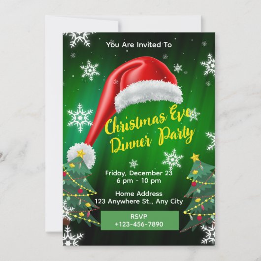 Weihnachts Abendessen Einladung Editable Card (Vorderseite)