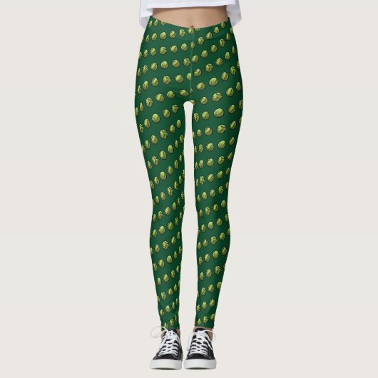 Weihnachts-Abendessen Green Brussels Sprouts Muste Leggings (Vorderseite)
