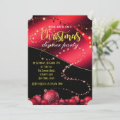 Weihnachts-Abendessen in Schwarz und Rot Party Ein Einladung (Stehend Vorderseite)