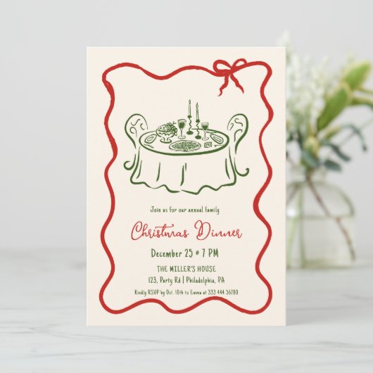 Weihnachts-Abendessen in zauberhafter Einladung (Stehend Vorderseite)
