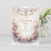 Weihnachts-Abendessen mit Aquarellfarbe Einladung (Stehend Vorderseite)