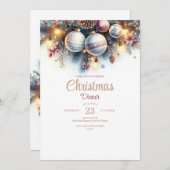 Weihnachts-Abendessen mit Aquarellfarbe Einladung (Vorne/Hinten)