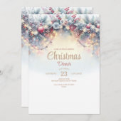 Weihnachts-Abendessen mit Aquarellfarbe Einladung (Vorne/Hinten)