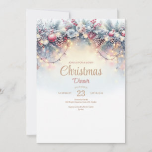 Weihnachts-Abendessen mit Aquarellfarbe Einladung