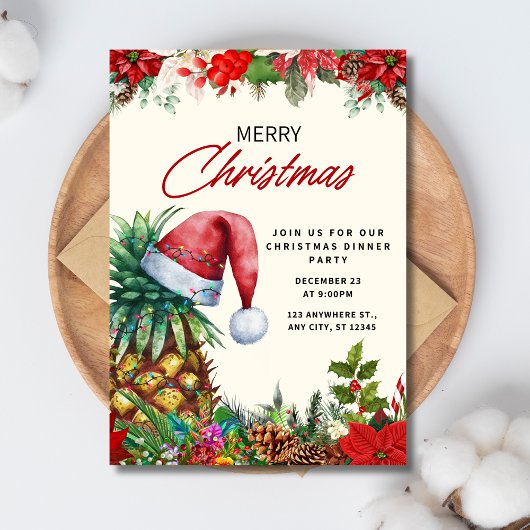 Weihnachts-Abendessen Party Einladung, Weihnachts- Einladung