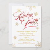 Weihnachts-Abendessen Party Elegantes Rotes & Gold Einladung (Vorderseite)