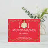 Weihnachts-Abendessen Party essen Drink Seien Sie  Einladung (Stehend Vorderseite)