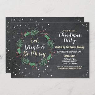 Weihnachts-Abendessen Party Feiertage Chalk Einladung