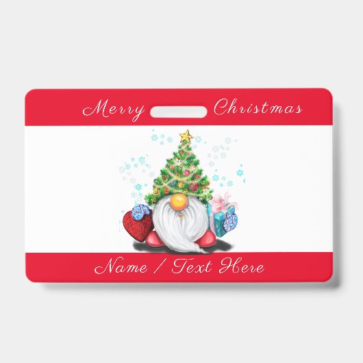 Weihnachts-Abzeichen Gnome mit Geschenken mit Indi Ausweis (Vorderseite)