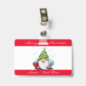 Weihnachts-Abzeichen Gnome mit Geschenken mit Indi Ausweis (Rückseite mit Clip)