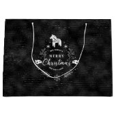 Weihnachts Abzeichen Schwarz & Glitzer Streifen Mu Große Geschenktüte (Vorderseite)