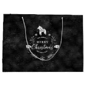 Weihnachts Abzeichen Schwarz & Glitzer Streifen Mu Große Geschenktüte (Rückseite)