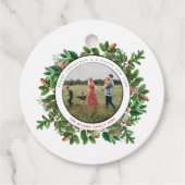 Weihnachts Acorn Wreath Family Foto Geschenk Geschenkanhänger (Vorderseite)