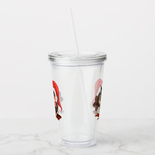 Weihnachts Acrylic Tumbler Baby Owl mit Geschenken Acryltrinkbecher (Links)