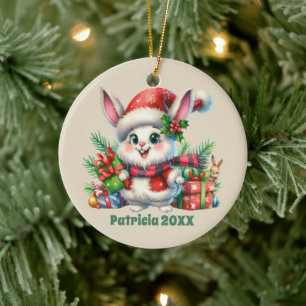 Weihnachts-Admin-Nachricht Bunny Keramik Ornament