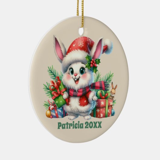 Weihnachts-Admin-Nachricht Bunny Keramik Ornament (Rechts)