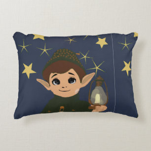 Weihnachts-Adorable-Elfe und Sternennacht Dekokissen