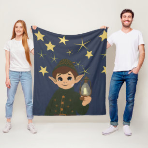 Weihnachts-Adorable-Elfe und Sternennacht Fleecedecke