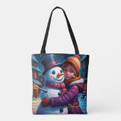 Weihnachts Adorable Girl and Snowman Tasche (Rückseite)