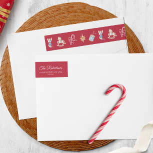 Weihnachts-Adresseetikett mit Vintage-Christbaumsc