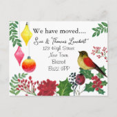 Weihnachts-Adresswechsel - Retro Robin Feiertagspostkarte (Vorderseite)